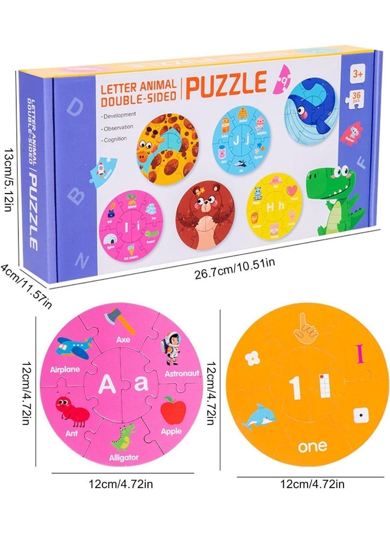 Twisoo Wooden Educational Puzzle Set for Toddlers and Preschool Kids – Montessori Double Sided Puzzle Set Ages 1–6 (Boys & Girls) - Image 1